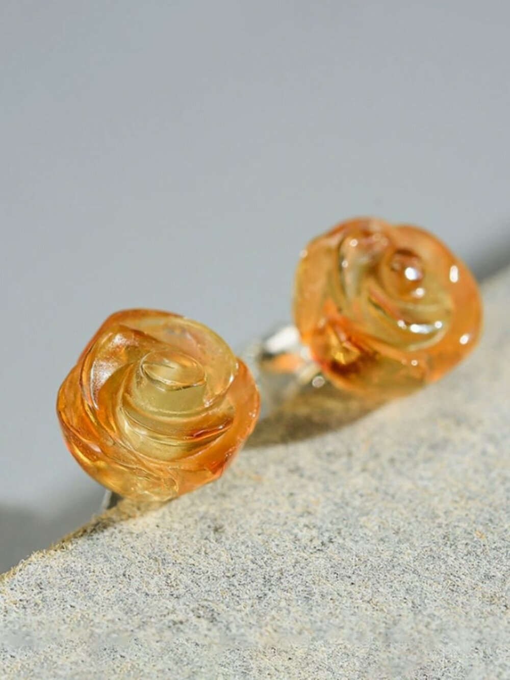 Natural Solitaire Citron 925 Sterling Silver Natural Gemstone Minimal Earrings